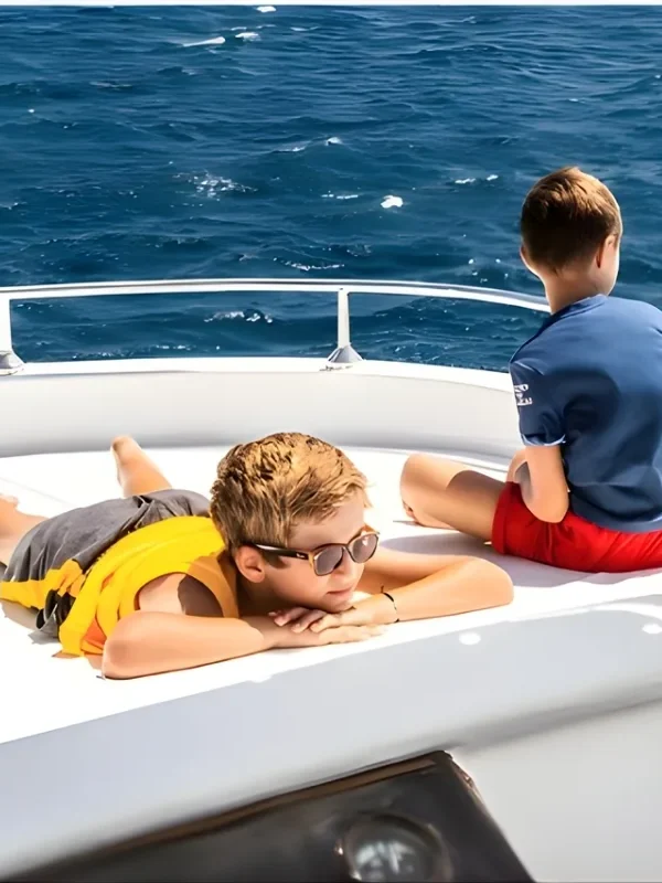 Family enjoying Dolphin House Boat Tour from Hurghada