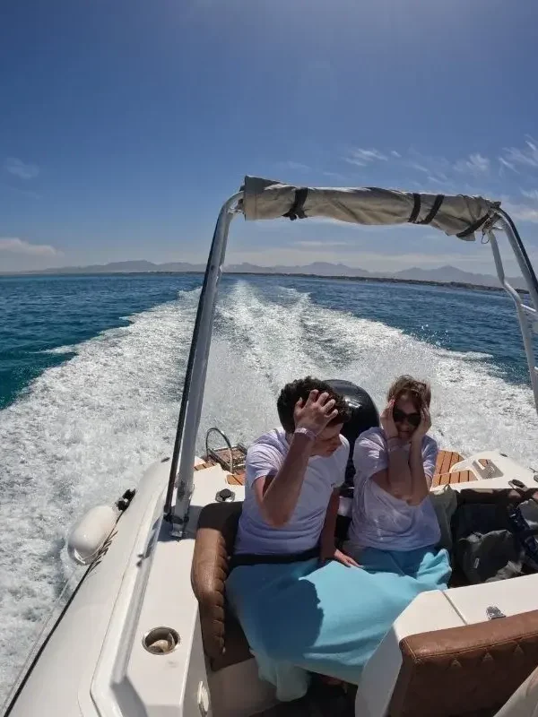 Couple on a private speed boat from Hurghada