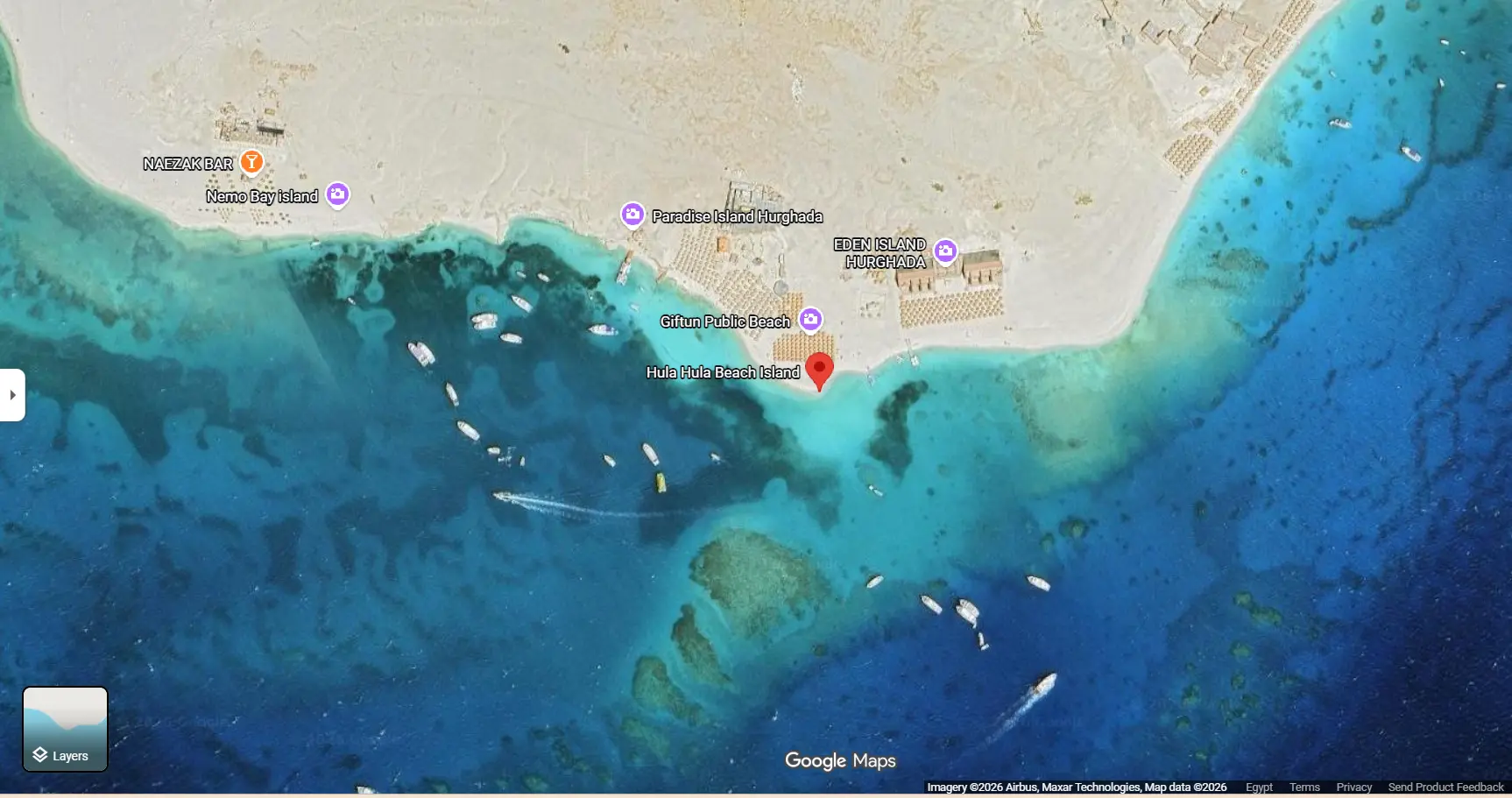 Hula Hula Island Hurghada Google map location